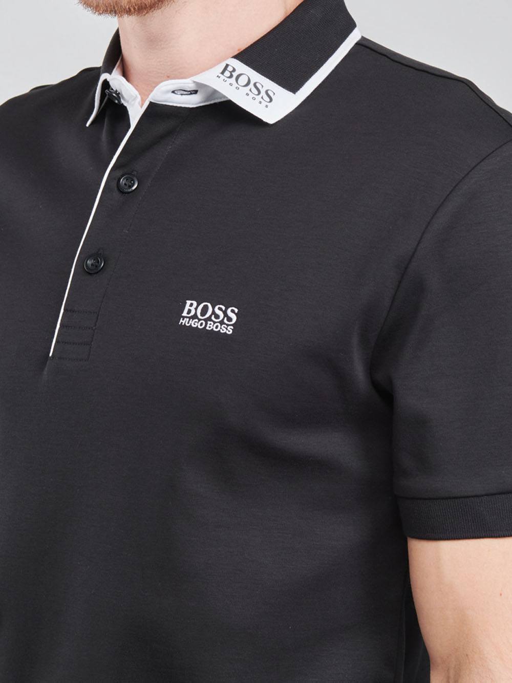 BOSS Contrast-trimmed polo shirt Black - MAISONDEFASHION.COM
