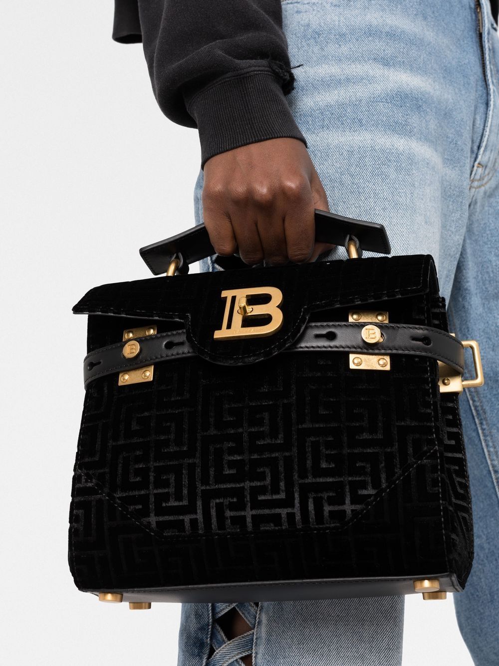 BALMAIN WOMEN B-Buzz 23 Monogram-jacquard Tote Bag Black - MAISONDEFASHION.COM