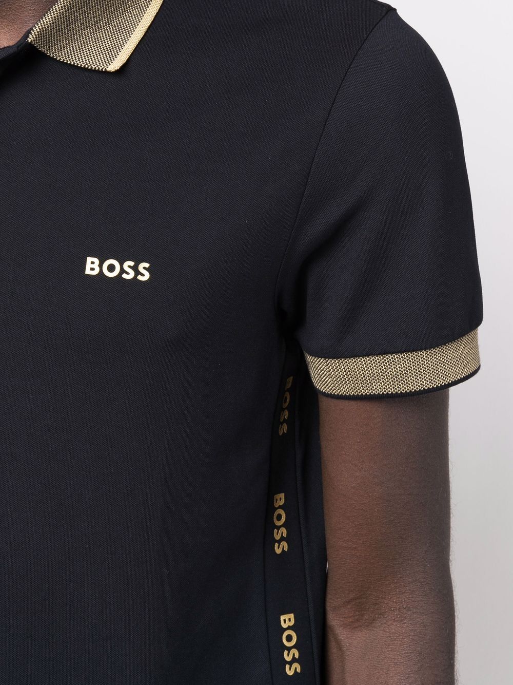 BOSS Chest Logo-print Polo Shirt Dark Blue - MAISONDEFASHION.COM