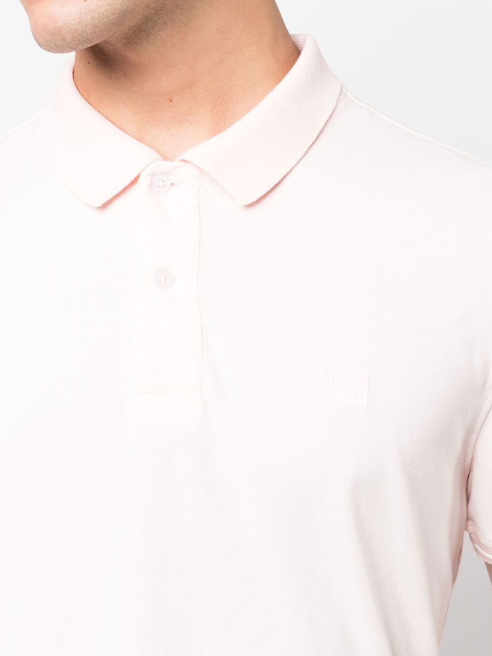 C.P COMPANY Embroidered-logo Polo Shirt Light Pink - MAISONDEFASHION.COM