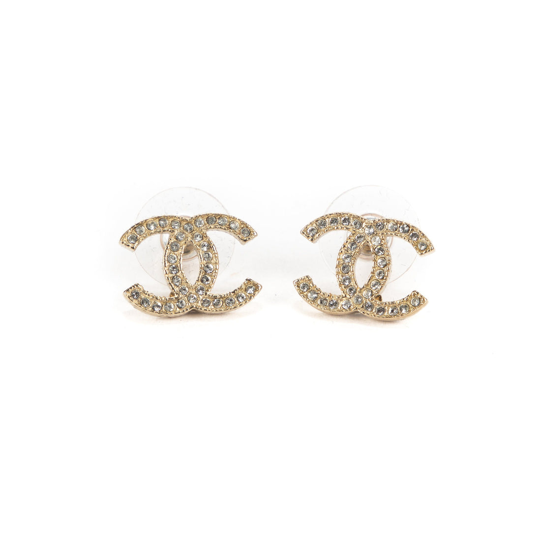 CHANEL Pre-Loved Rhinestone CC Medium Earrings - MAISONDEFASHION.COM