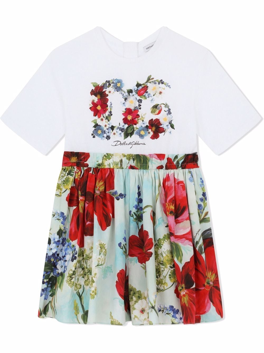 DOLCE & GABBANA KIDS Floral-skirt T-shirt Dress White - MAISONDEFASHION.COM