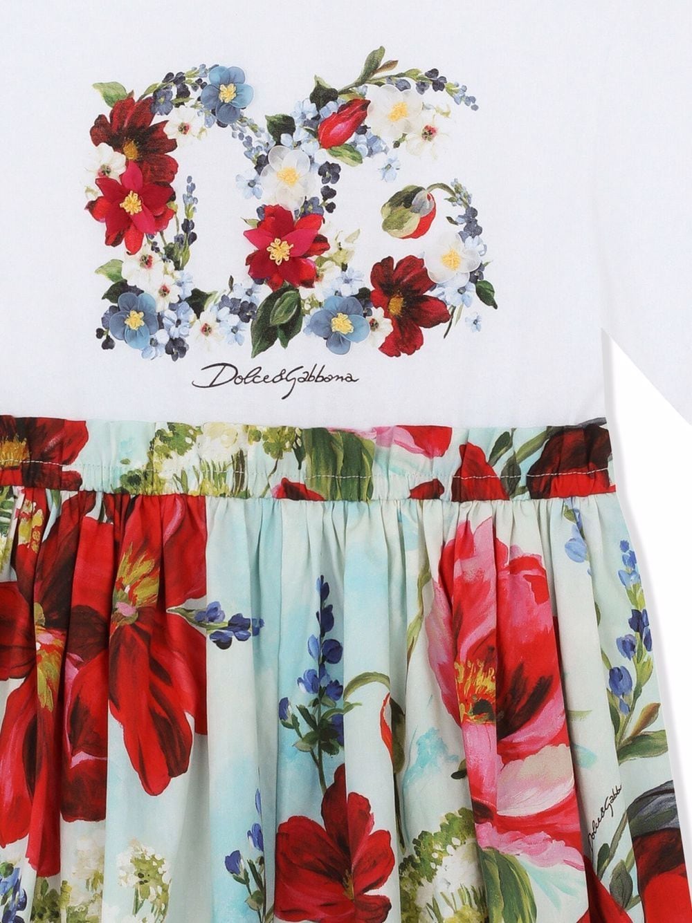 DOLCE & GABBANA KIDS Floral-skirt T-shirt Dress White - MAISONDEFASHION.COM