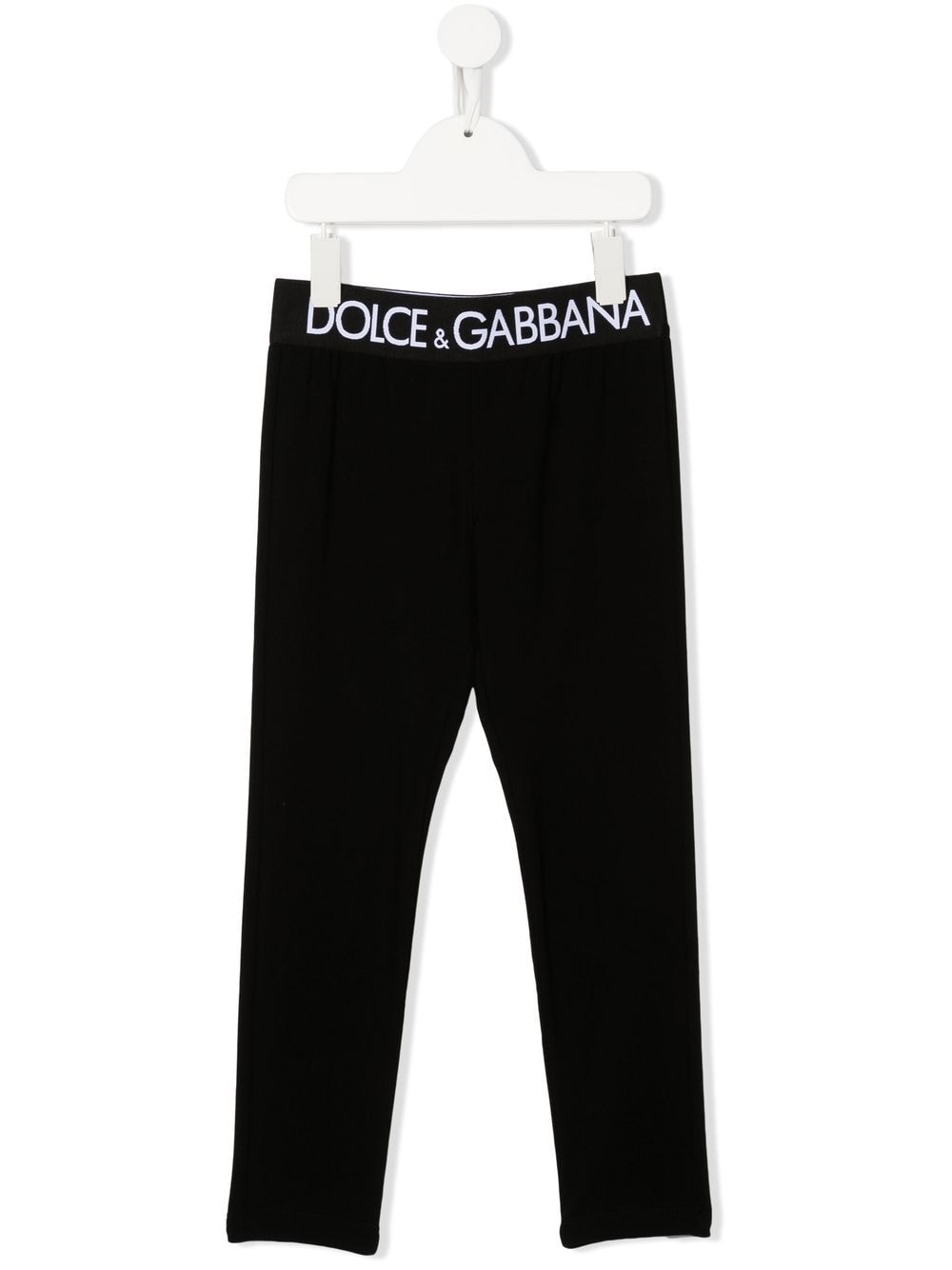 DOLCE & GABBANA KIDS Logo Waistband Mid-rise Leggings Black - MAISONDEFASHION.COM
