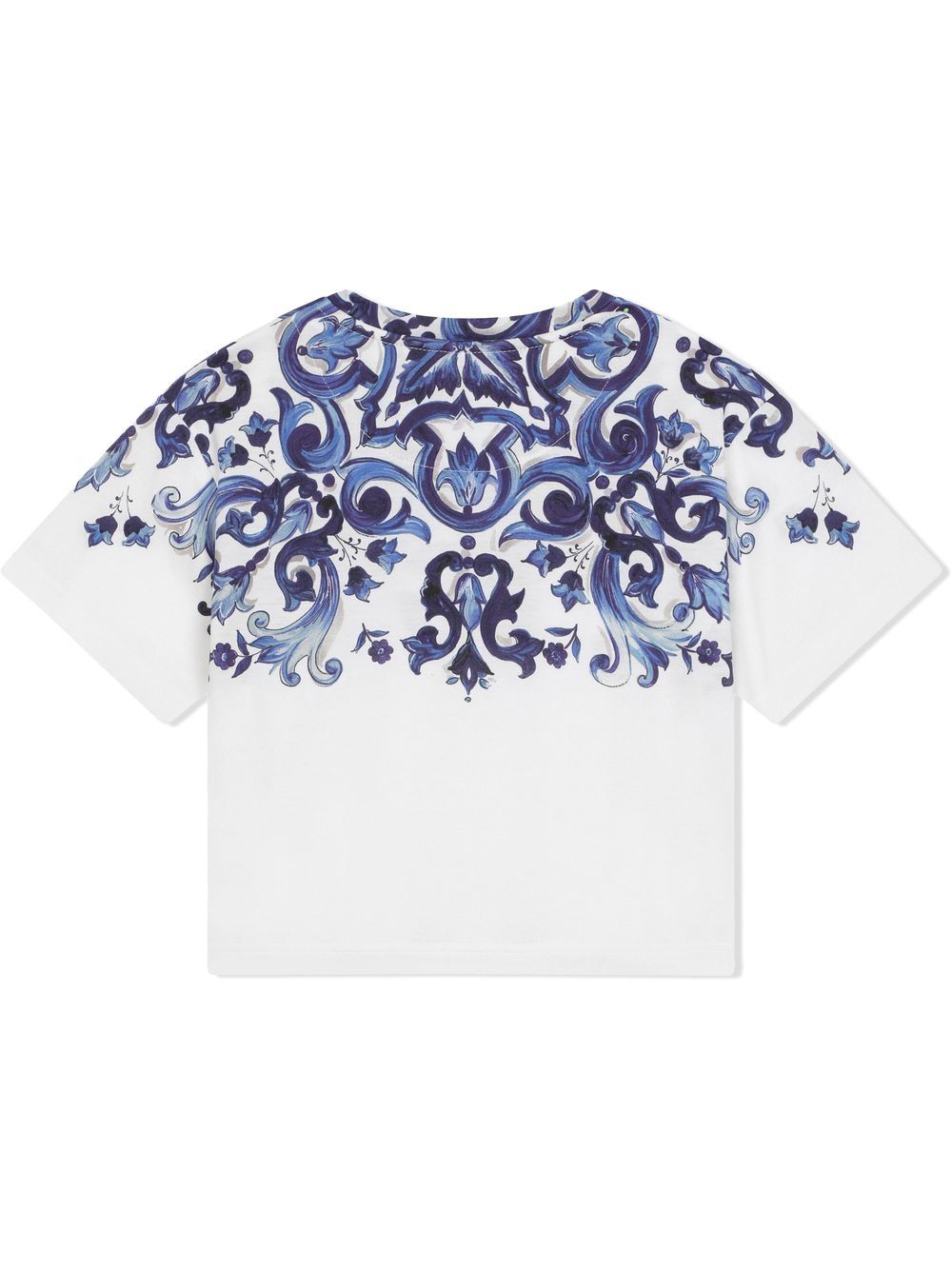 DOLCE & GABBANA KIDS Majolica-print logo T-shirt Blue/White - MAISONDEFASHION.COM