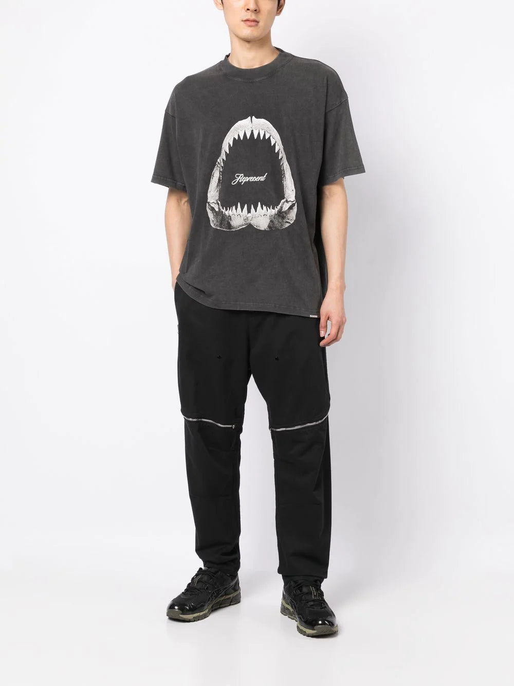 REPRESENT Shark Jaws T-Shirt Vintage Grey - MAISONDEFASHION.COM