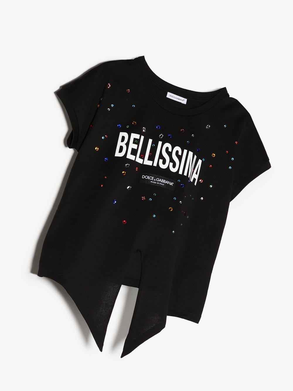 DOLCE & GABBANA KIDS Slogan-print Tied T-shirt Black - MAISONDEFASHION.COM