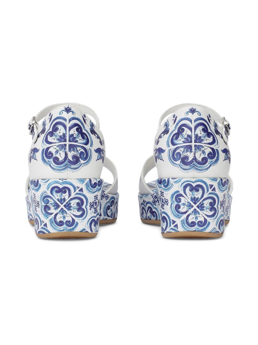 Dolce & Gabbana Kids Open Toe Platform Sandals Blue/White - MAISONDEFASHION.COM