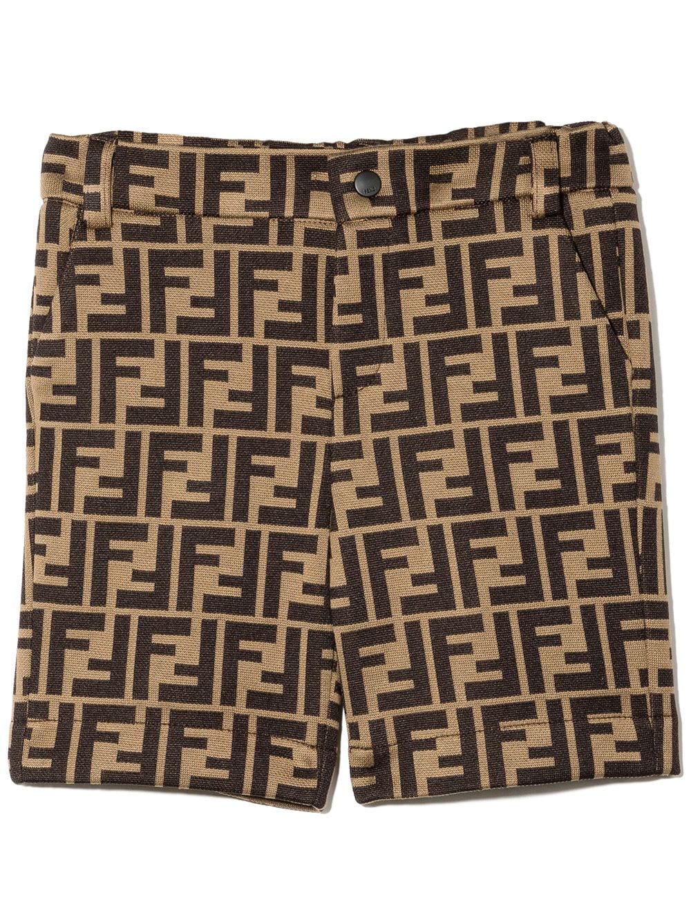 FENDI BABY FF-logo Shorts Brown - MAISONDEFASHION.COM