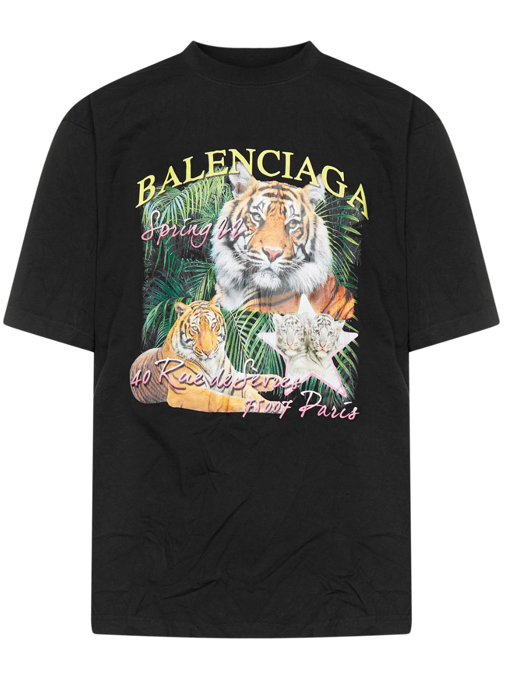 BALENCIAGA Tiger Printed T-shirt Black - MAISONDEFASHION.COM