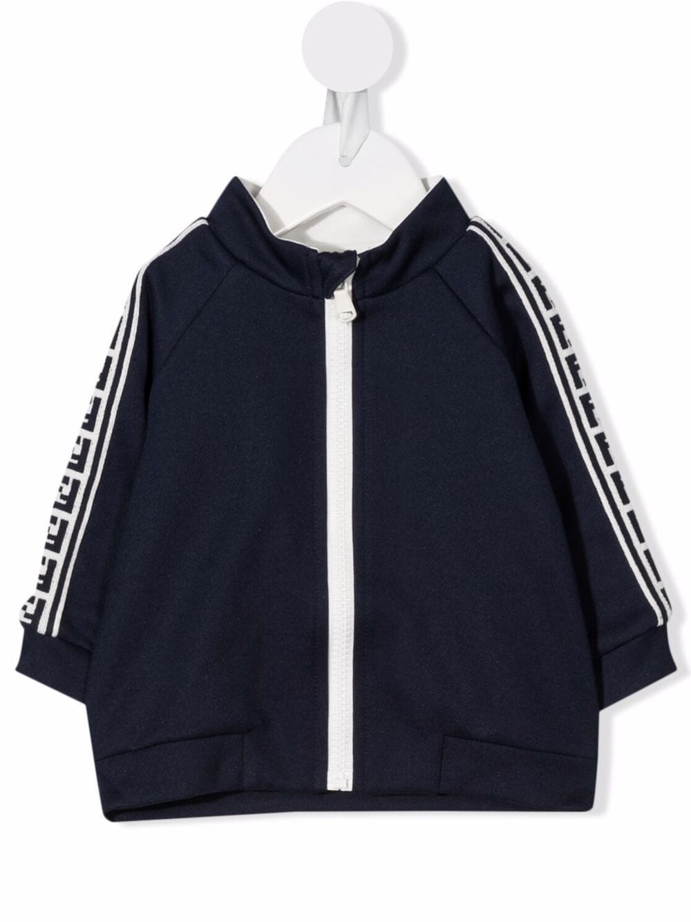 FENDI BABY Logo-tape Zipped Jacket Navy Blue - MAISONDEFASHION.COM