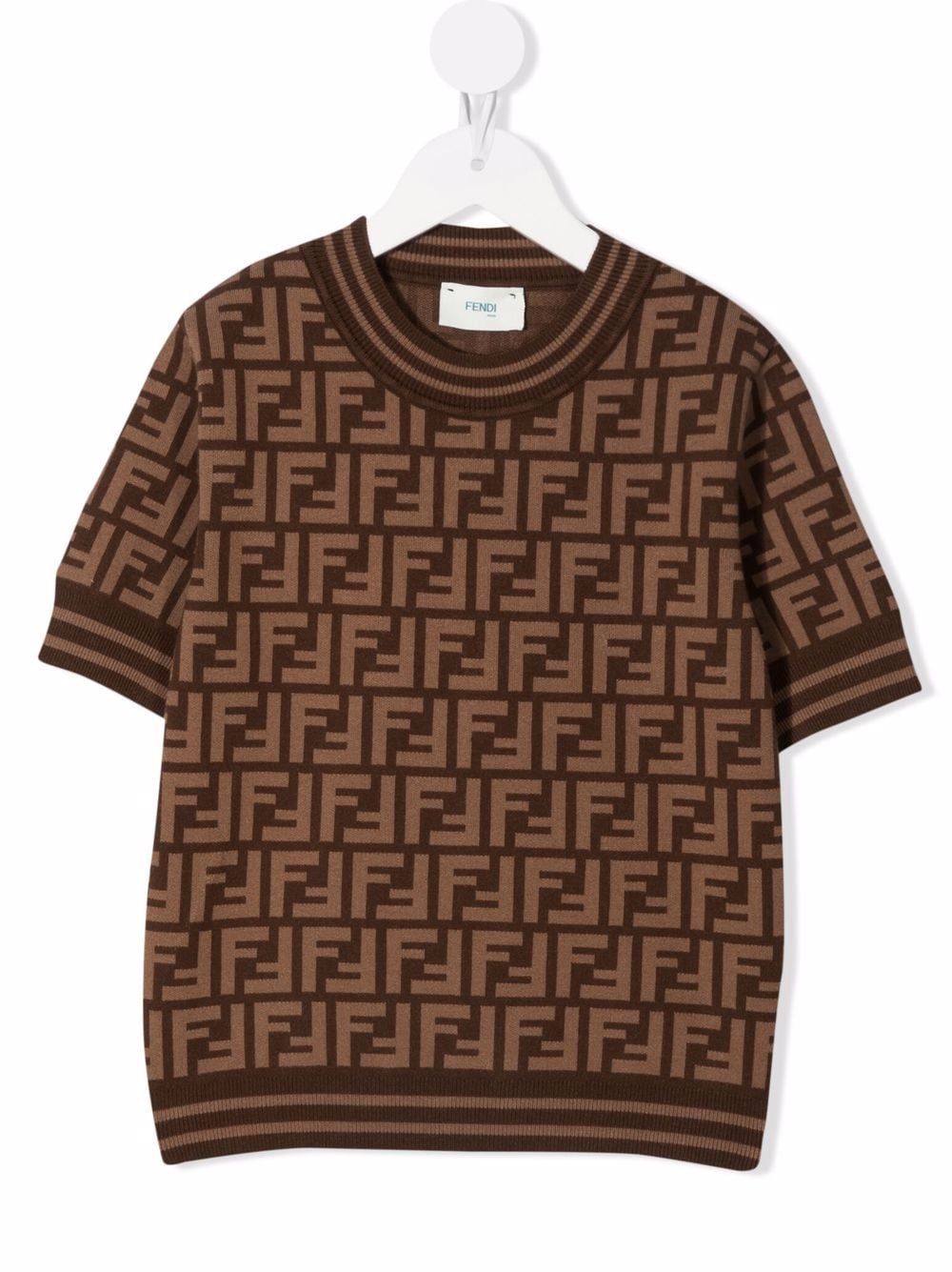 FENDI KIDS FF Motif Short-sleeve Top Brown - MAISONDEFASHION.COM