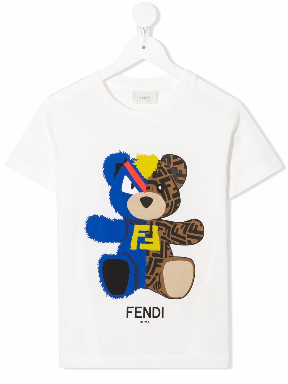 FENDI KIDS Logo Crew-neck T-shirt White - MAISONDEFASHION.COM