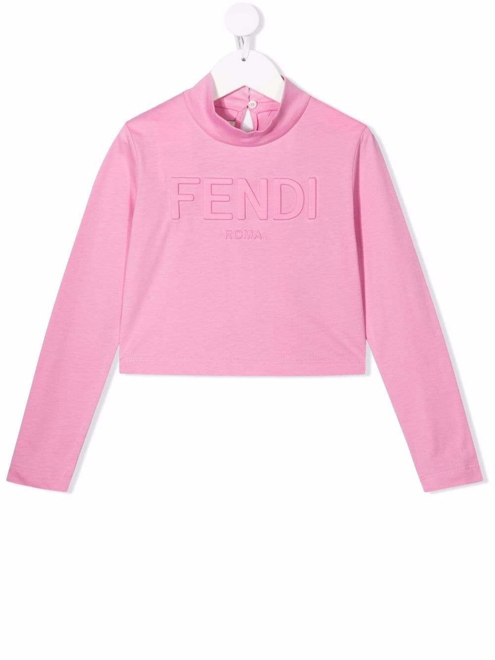 FENDI KIDS Embossed Logo Sweatshirt Pink - MAISONDEFASHION.COM