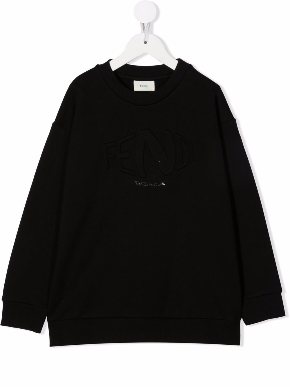 FENDI KIDS Embossed Logo Sweatshirt Black - MAISONDEFASHION.COM