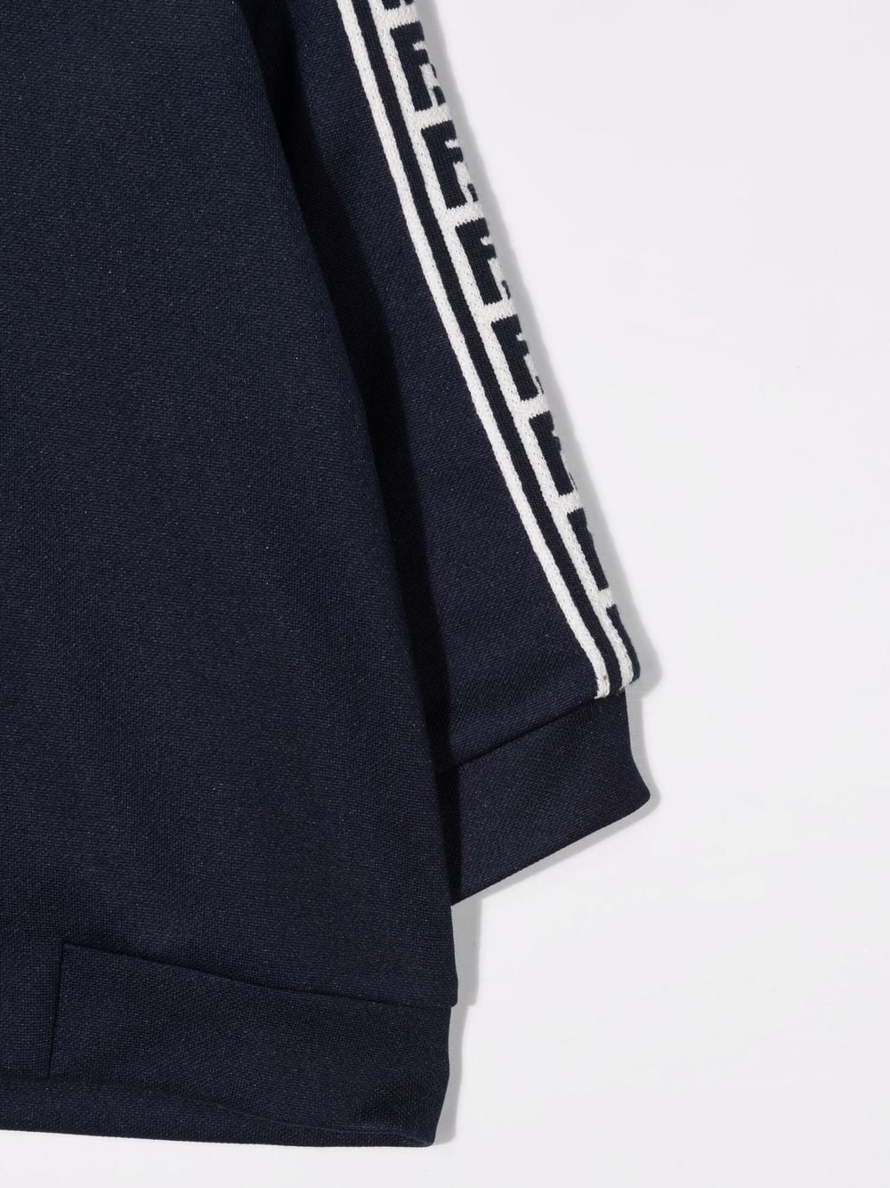 FENDI BABY Logo-tape Zipped Jacket Navy Blue - MAISONDEFASHION.COM