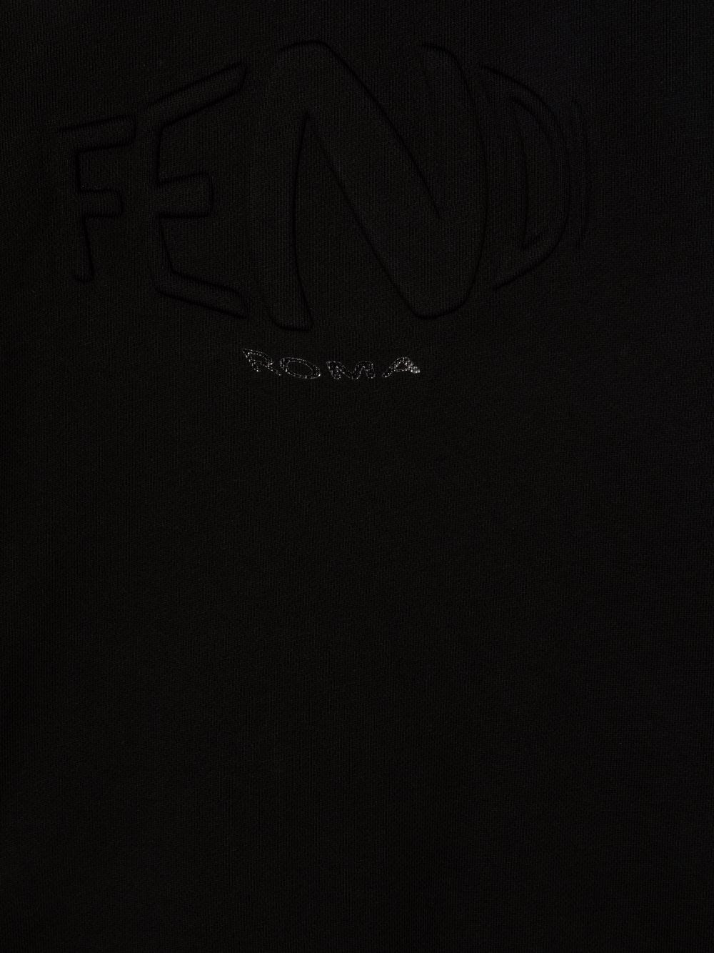 FENDI KIDS Embossed Logo Sweatshirt Black - MAISONDEFASHION.COM