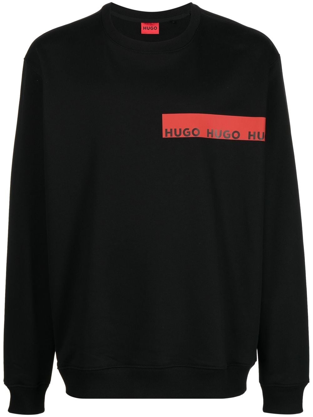 HUGO Chest logo-print Detail Sweatshirt Black - MAISONDEFASHION.COM
