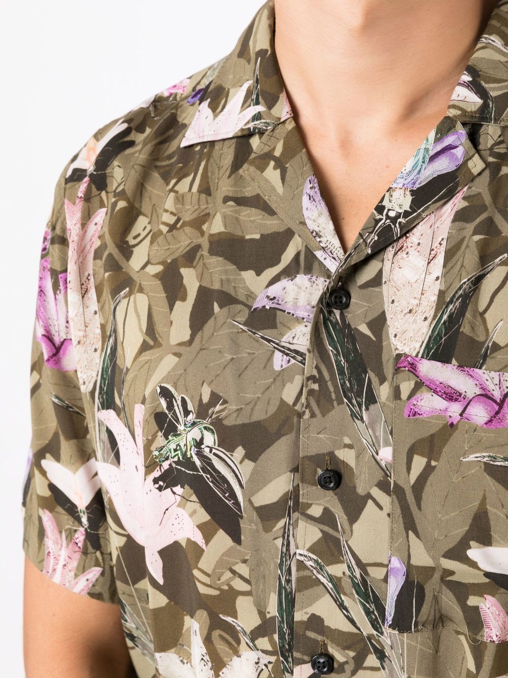 HUGO Ellino Floral-print Short-sleeve Shirt Green - MAISONDEFASHION.COM