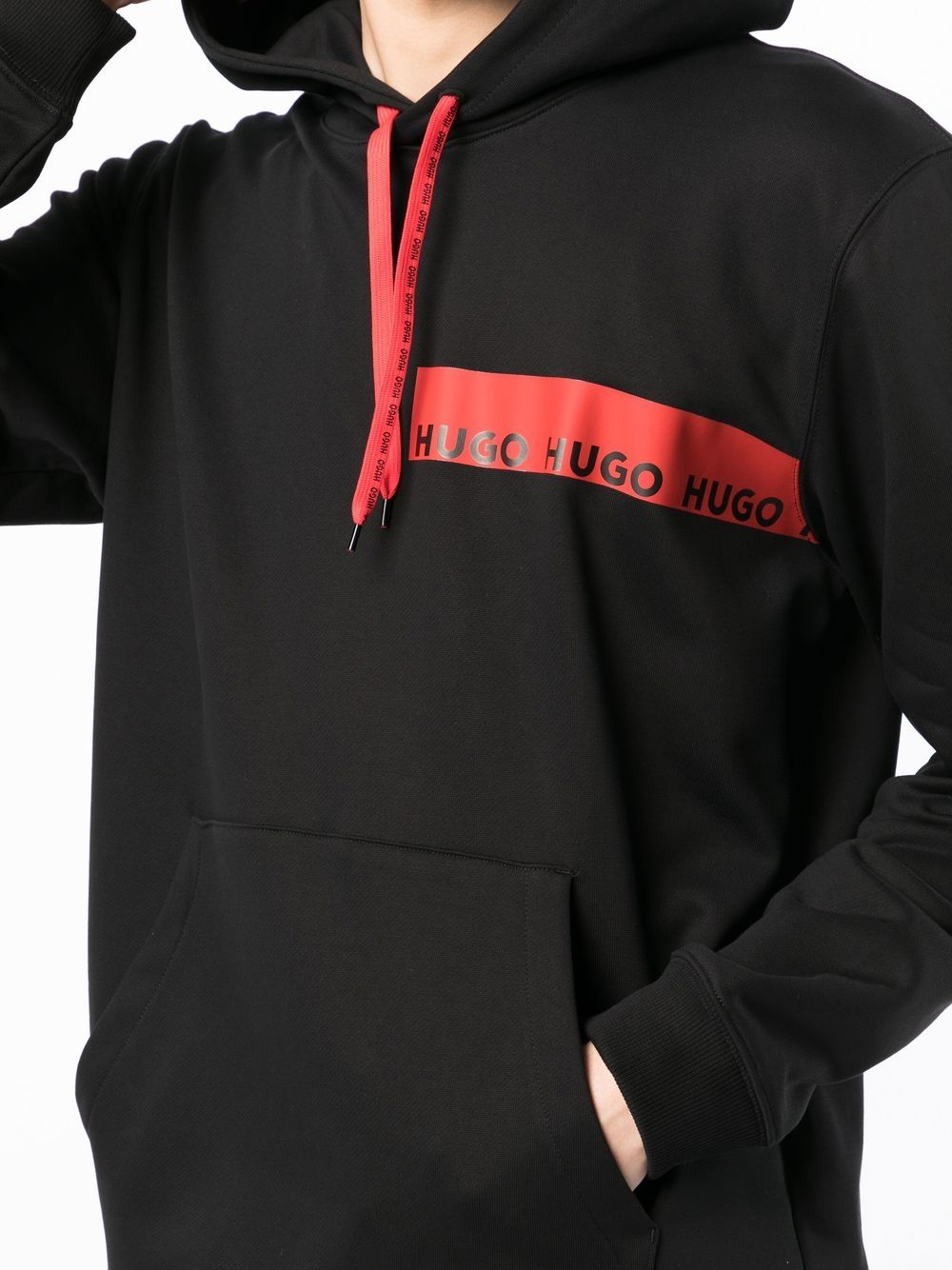 HUGO Diorgione logo-print hoodie - MAISONDEFASHION.COM
