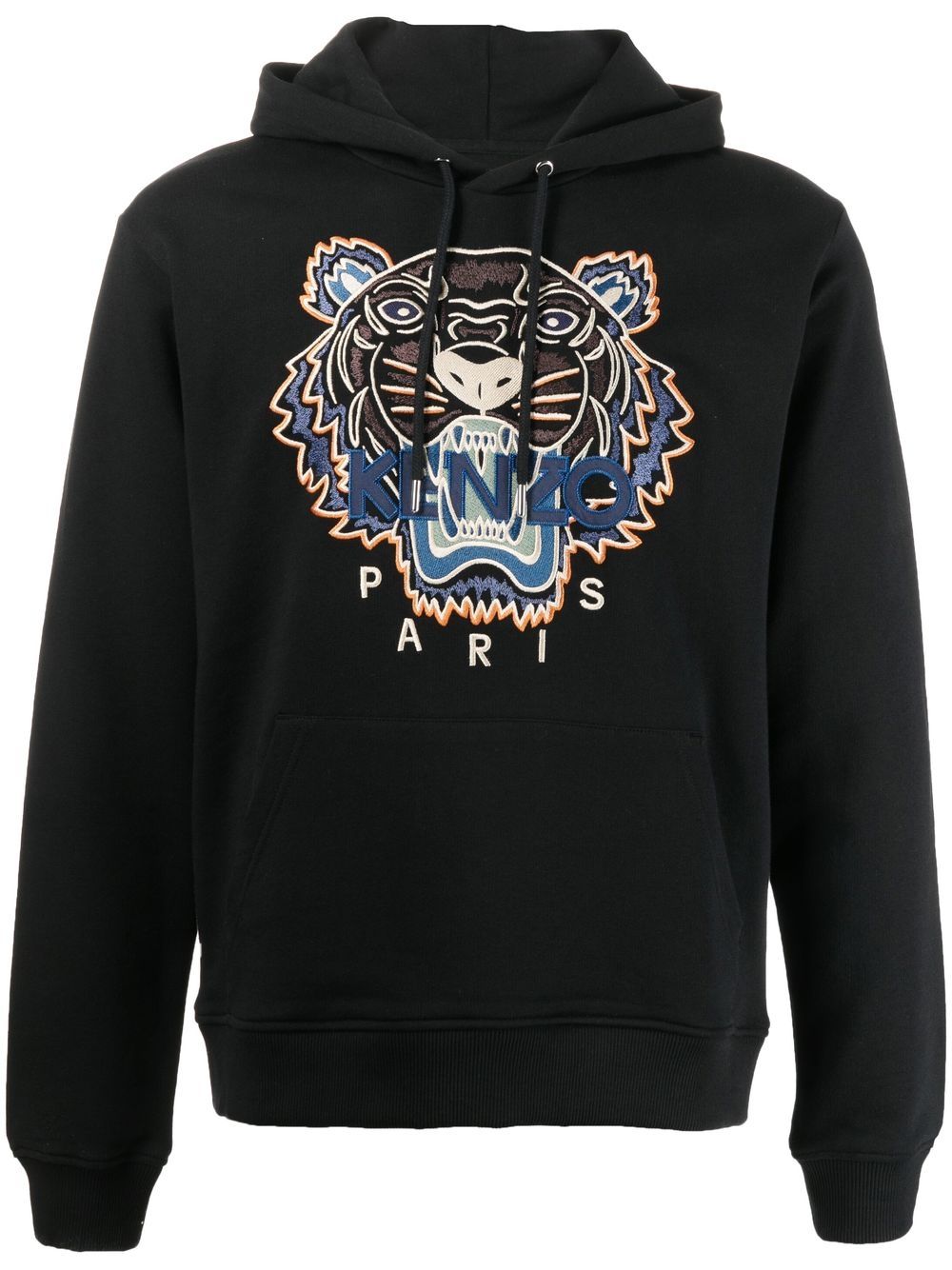 KENZO Tiger-embroidered Organic Cotton Black - MAISONDEFASHION.COM