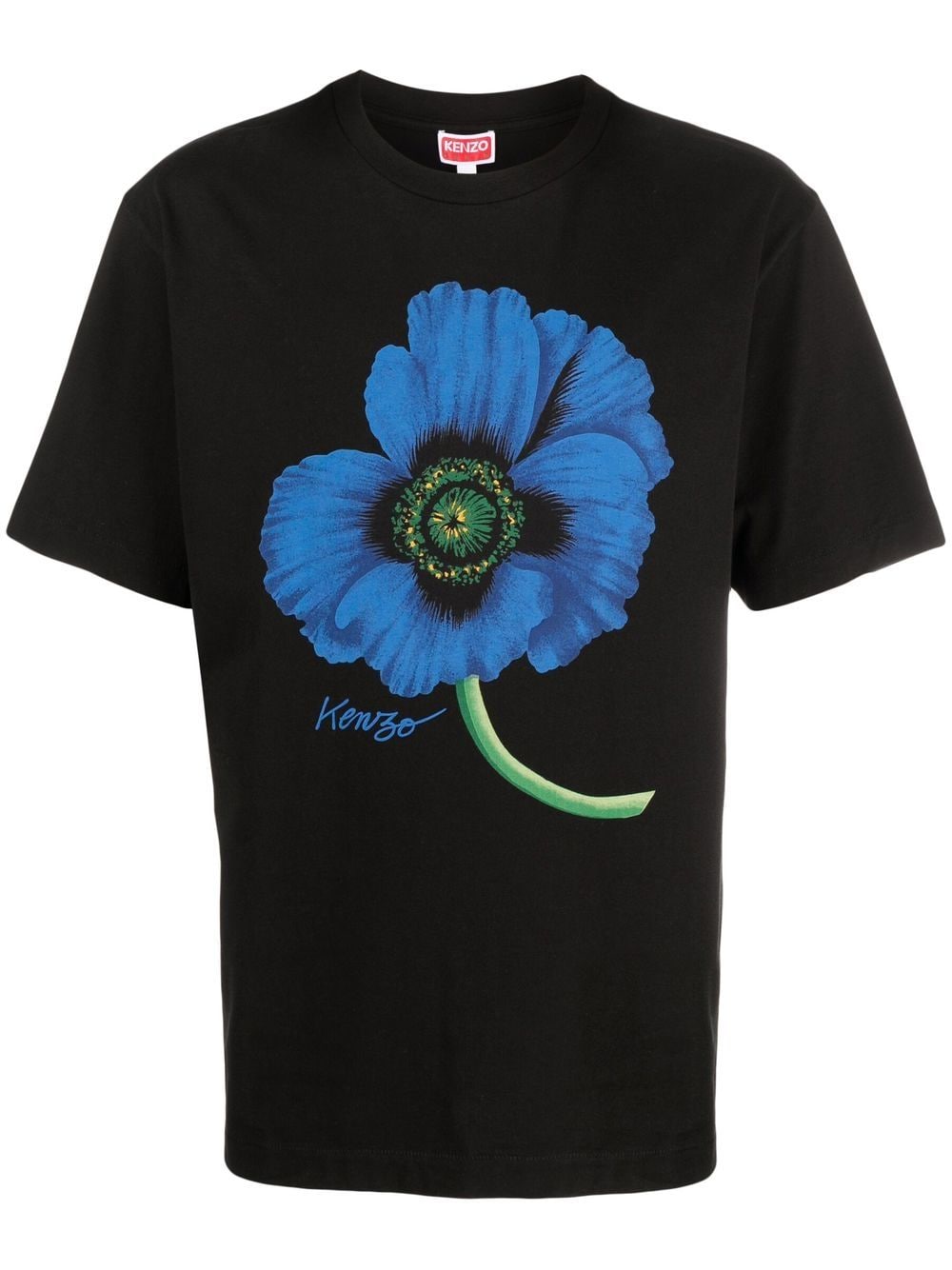 KENZO Poppy-print Oversized T-shirt Black - MAISONDEFASHION.COM