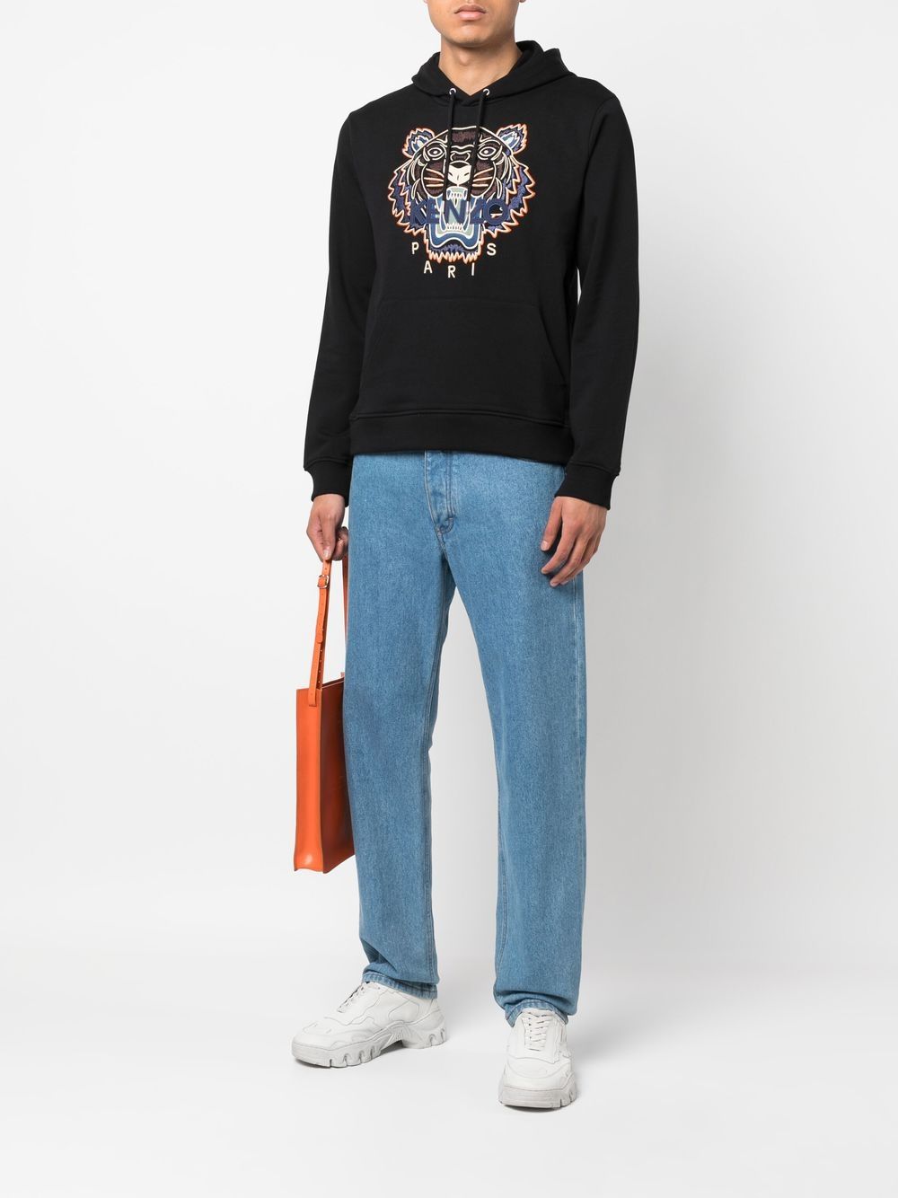 KENZO Tiger-embroidered Organic Cotton Black - MAISONDEFASHION.COM