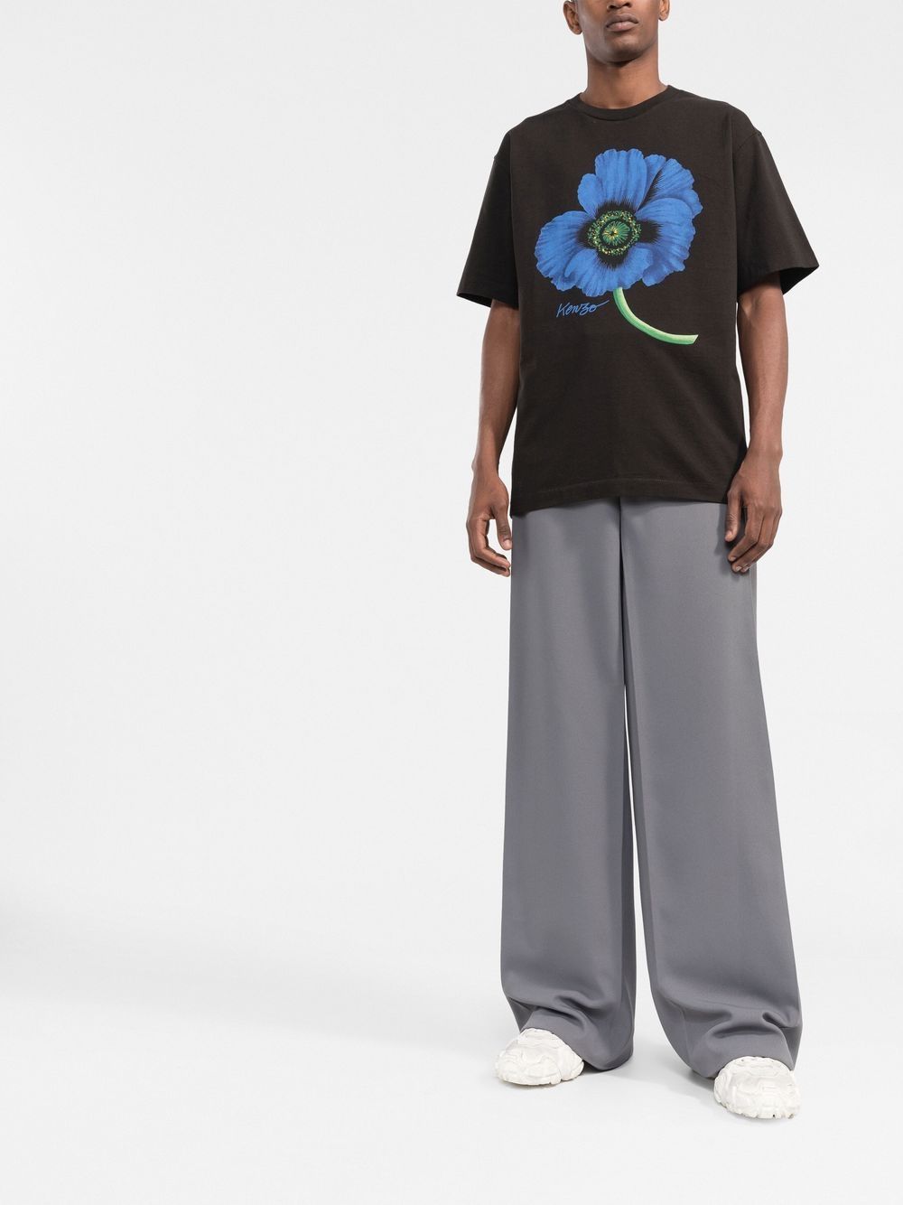 KENZO Poppy-print Oversized T-shirt Black - MAISONDEFASHION.COM