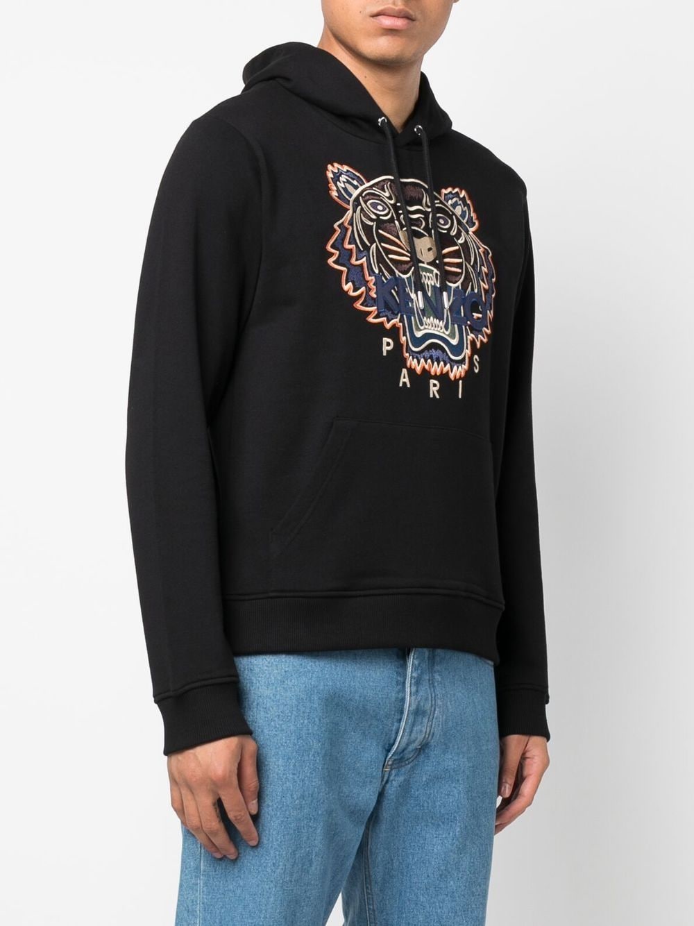 KENZO Tiger-embroidered Organic Cotton Black - MAISONDEFASHION.COM