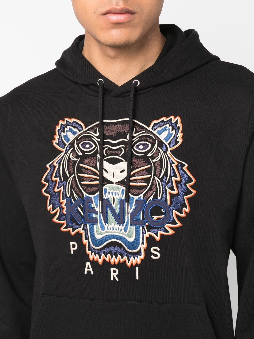 KENZO Tiger-embroidered Organic Cotton Black - MAISONDEFASHION.COM