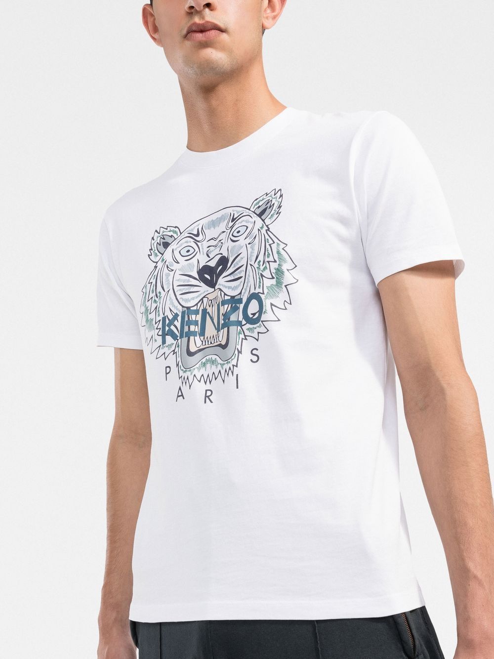 KENZO Tiger Head Motif T-shirt White - MAISONDEFASHION.COM