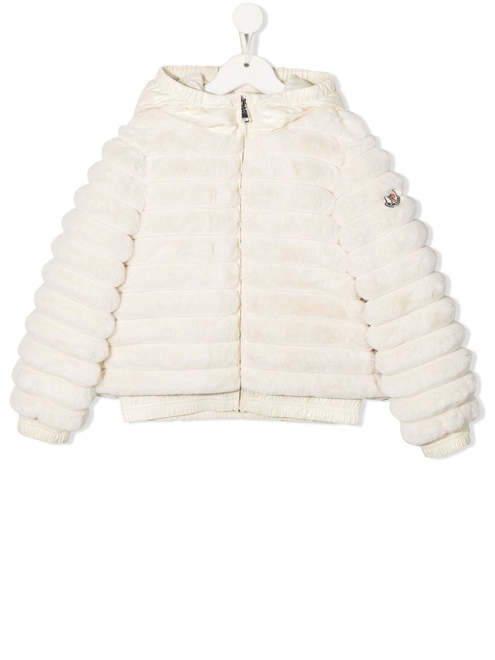 MONCLER KIDS Feather-down Faux-fur Coat White - MAISONDEFASHION.COM