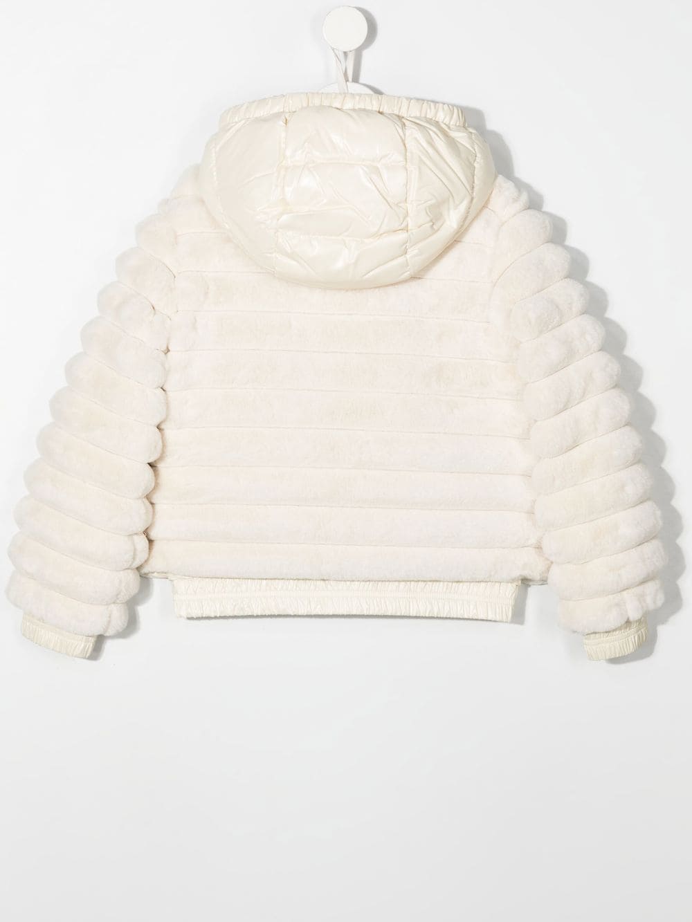 MONCLER KIDS Feather-down Faux-fur Coat White - MAISONDEFASHION.COM