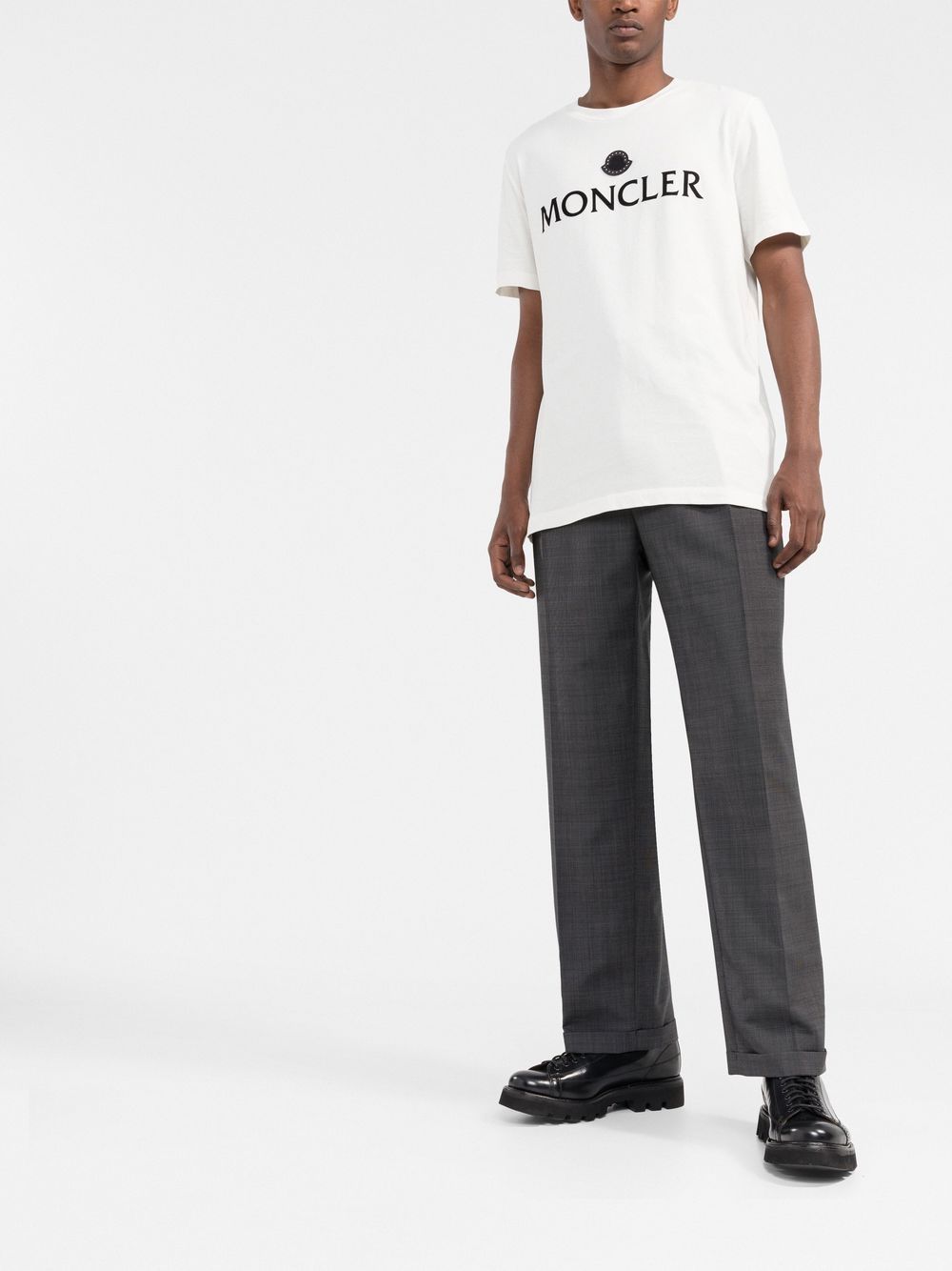 MONCLER Logo Print Cotton T-shirt White - MAISONDEFASHION.COM