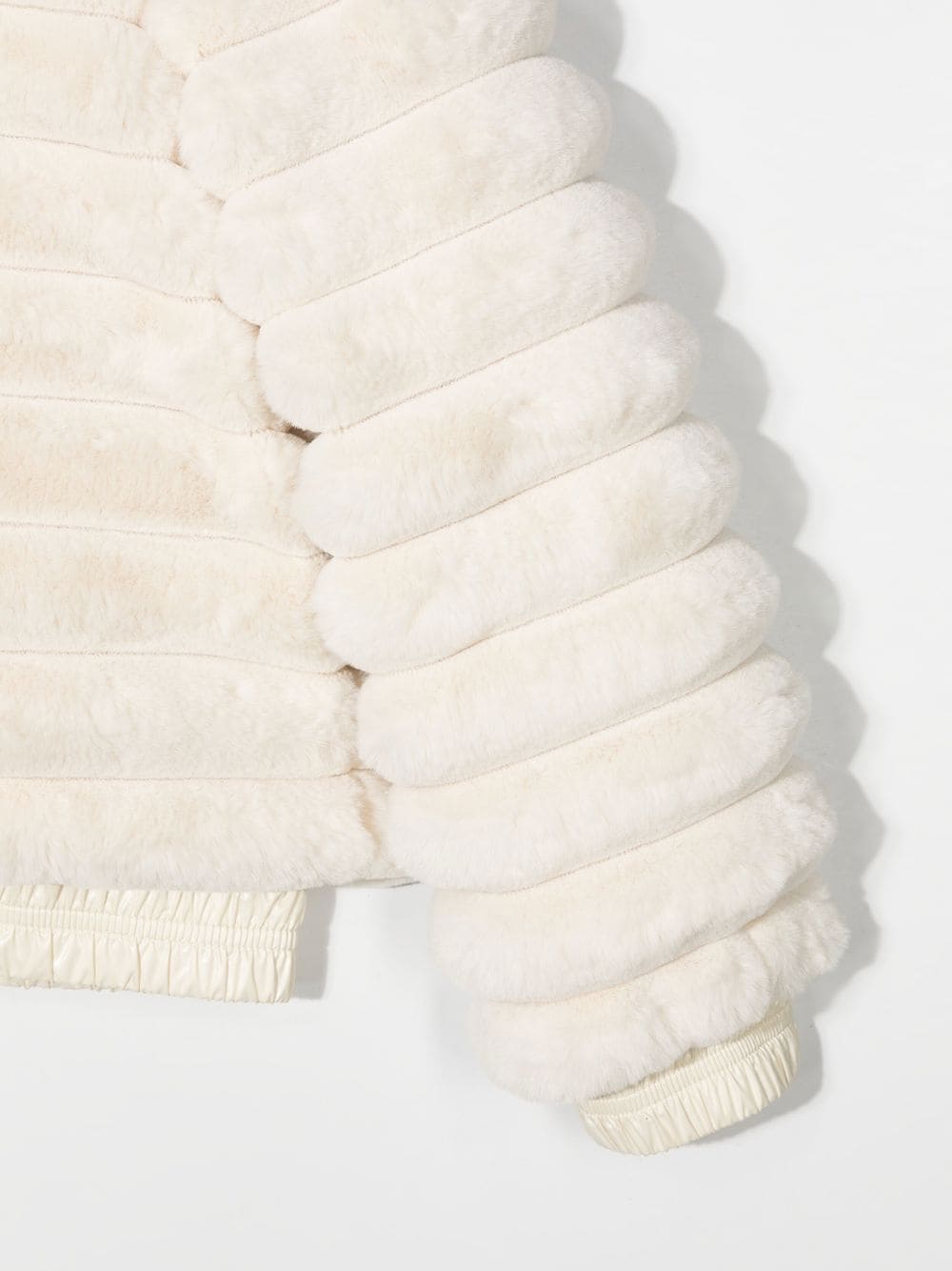 MONCLER KIDS Feather-down Faux-fur Coat White - MAISONDEFASHION.COM