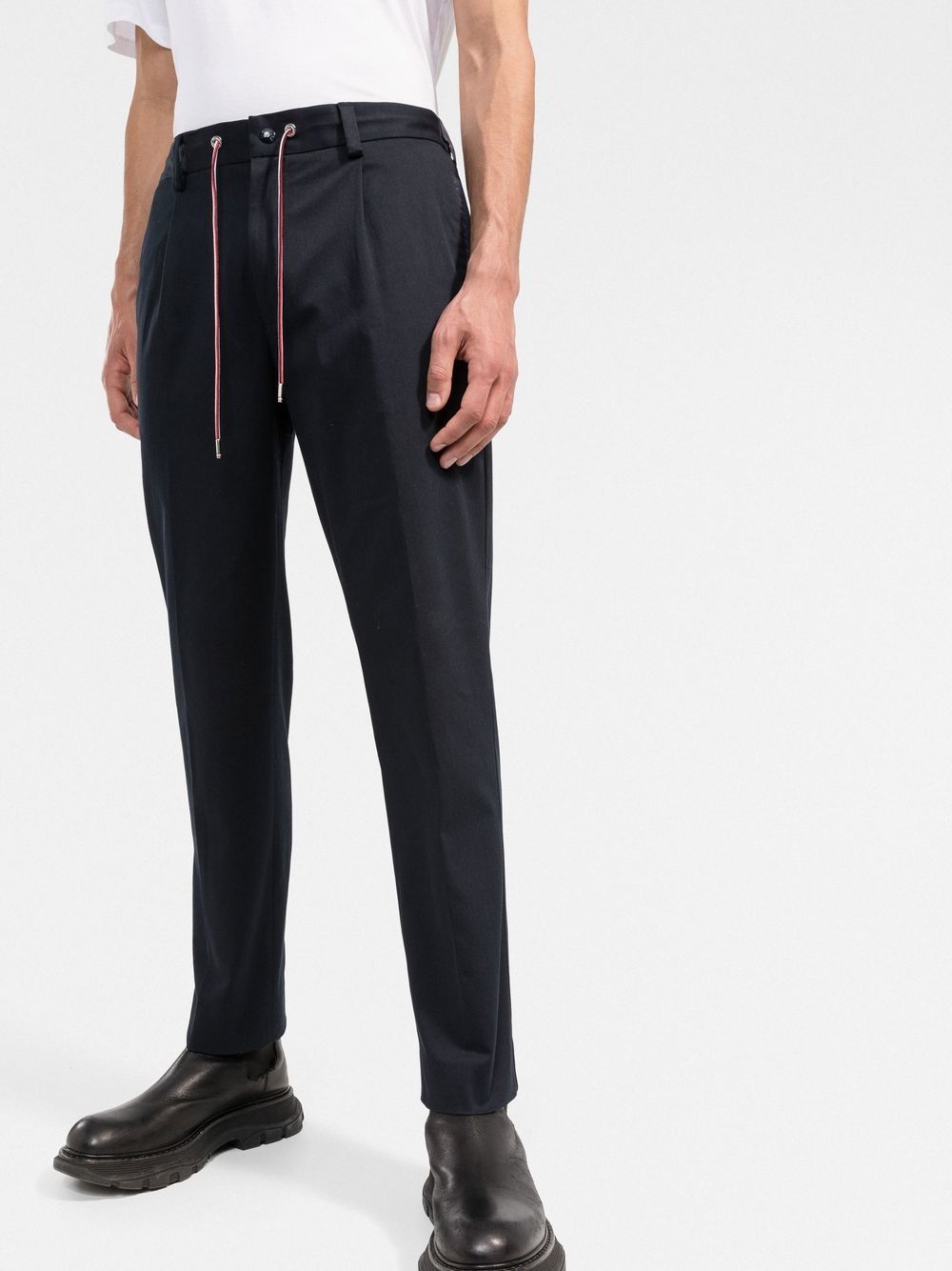 MONCLER Drawstring-waistband Tapered Trousers Blue - MAISONDEFASHION.COM