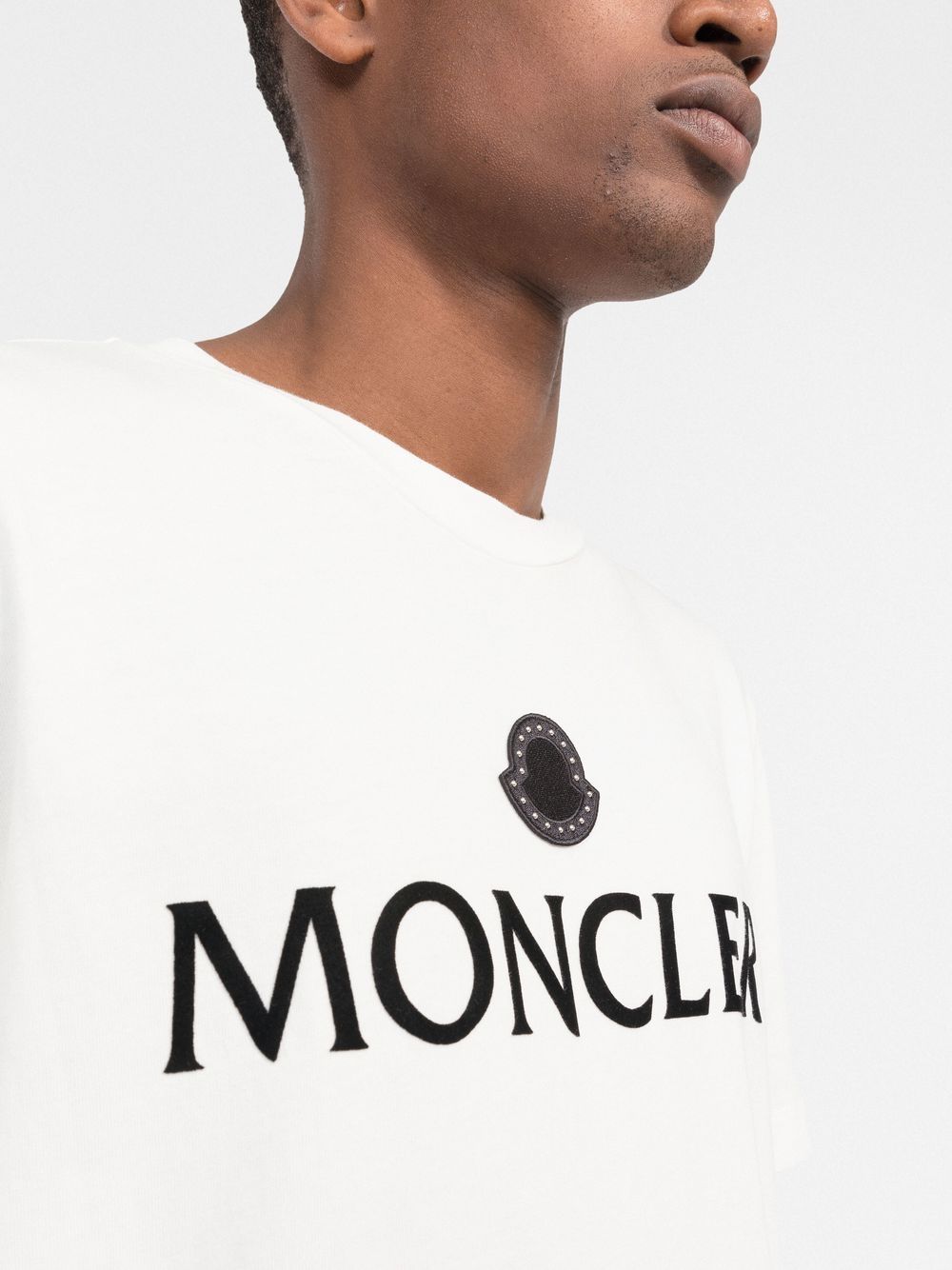 MONCLER Logo Print Cotton T-shirt White - MAISONDEFASHION.COM