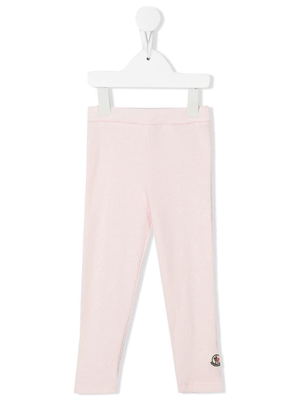 MONCLER BABY Ribbed-knit Logo-patch Leggings Pastel Pink - MAISONDEFASHION.COM