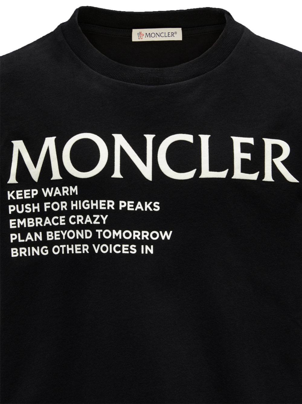 MONCLER KIDS ﻿Logo-print cotton T-shirt Black - MAISONDEFASHION.COM