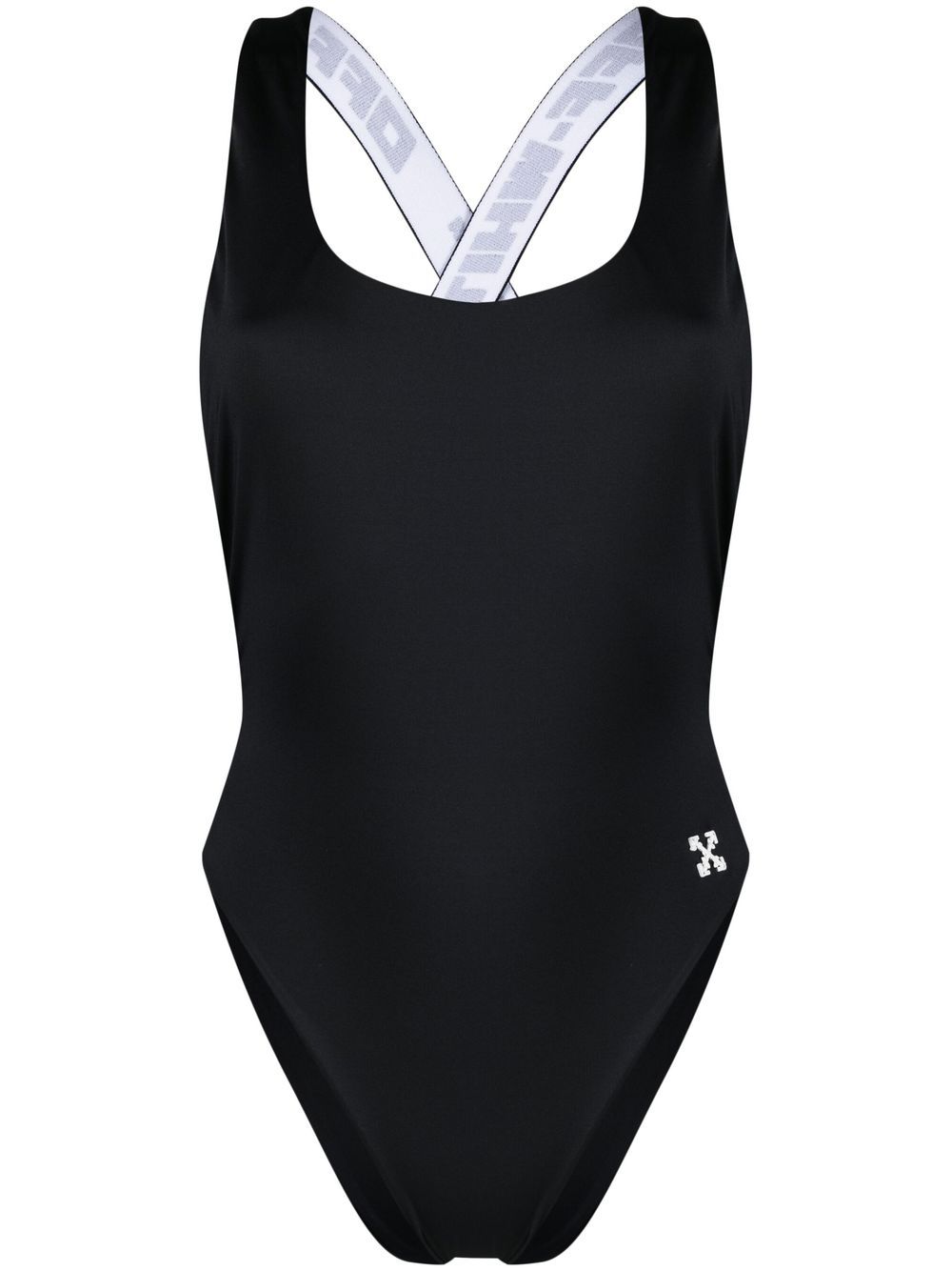 OFF-WHITE WOMEN Logo-appliqué Swimsuit Black - MAISONDEFASHION.COM