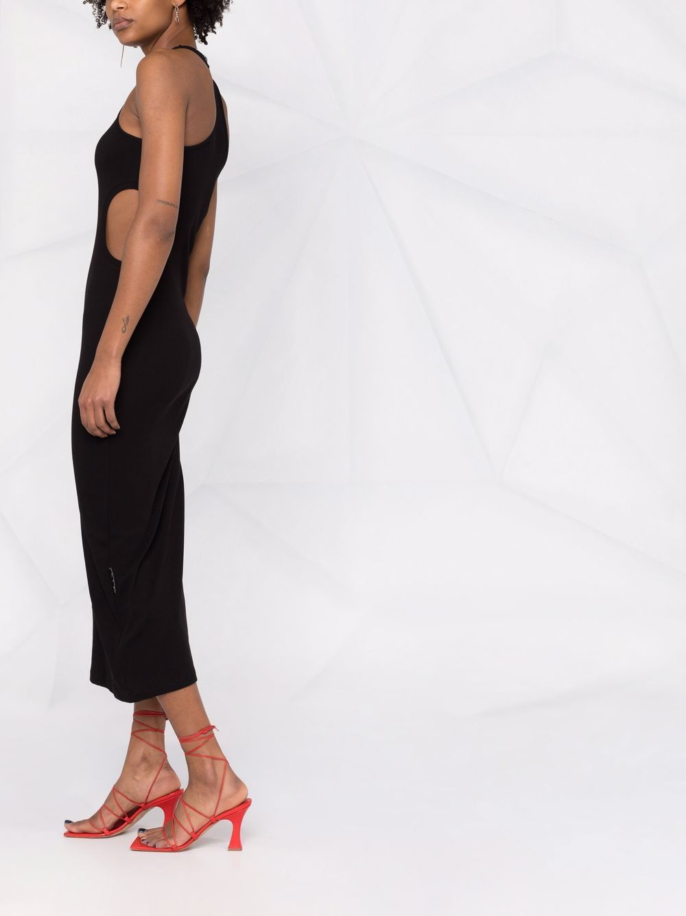 OFF-WHITE WOMEN Cut-out Fitted Midi Dress Black – MAISONDEFASHION.COM
