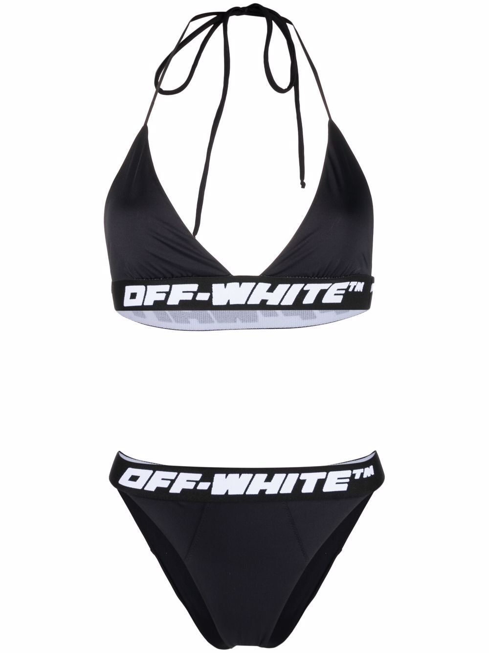 OFF-WHITE WOMEN Logo Band Bikini Black - MAISONDEFASHION.COM