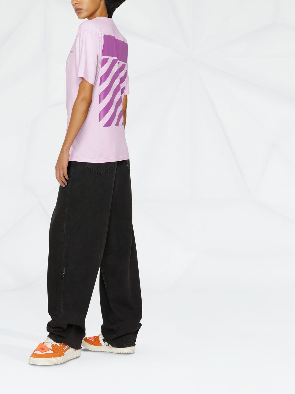 OFF-WHITE WOMEN Diag-print Short-sleeved T-shirt Lilac Fuchsia - MAISONDEFASHION.COM