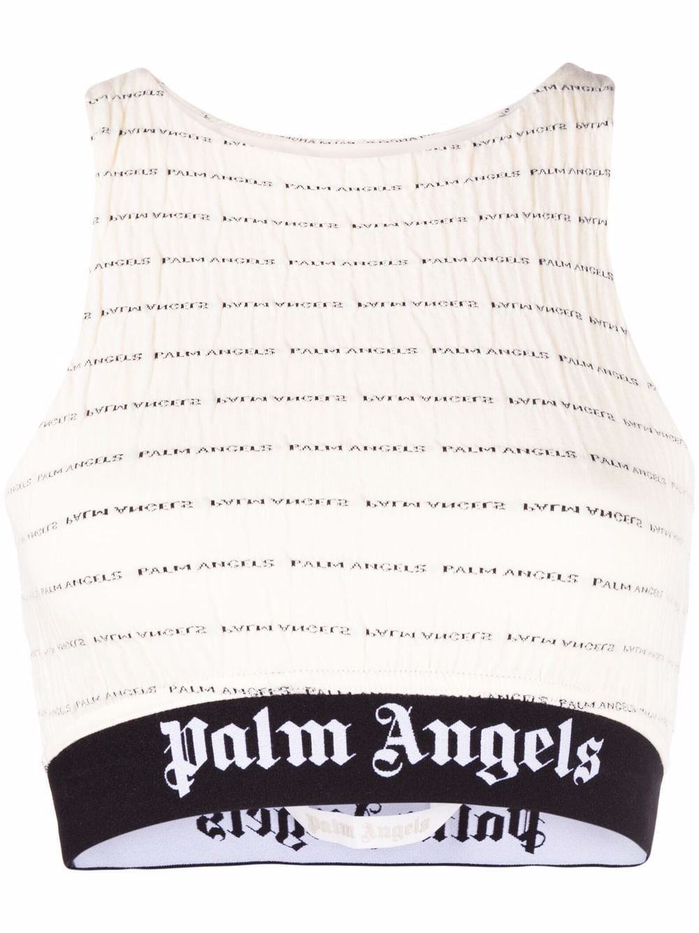 PALM ANGELS WOMEN Logo Fabric Top Off White - MAISONDEFASHION.COM