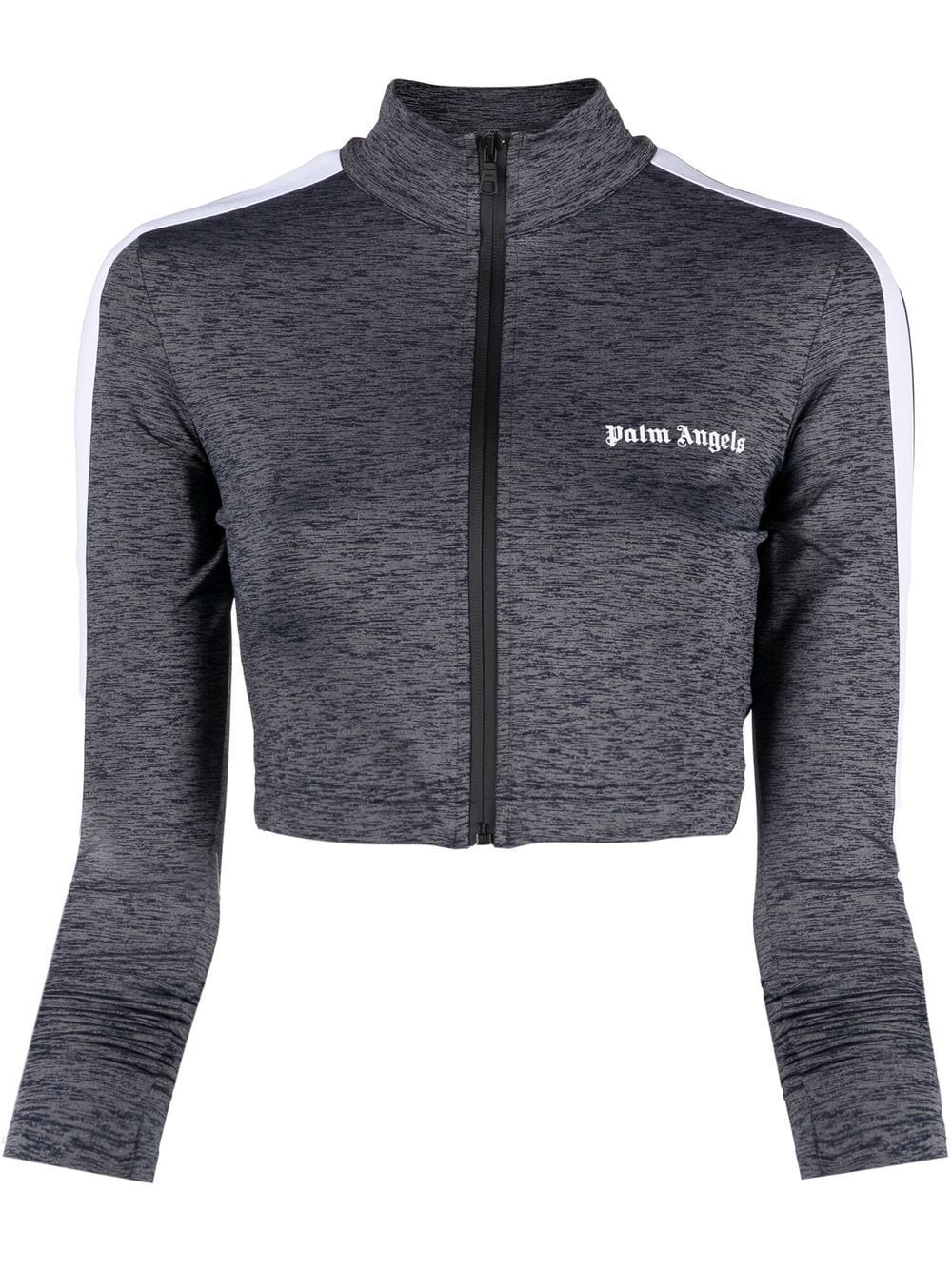 PALM ANGELS WOMEN Long Sleeve Training Top Melange Grey - MAISONDEFASHION.COM