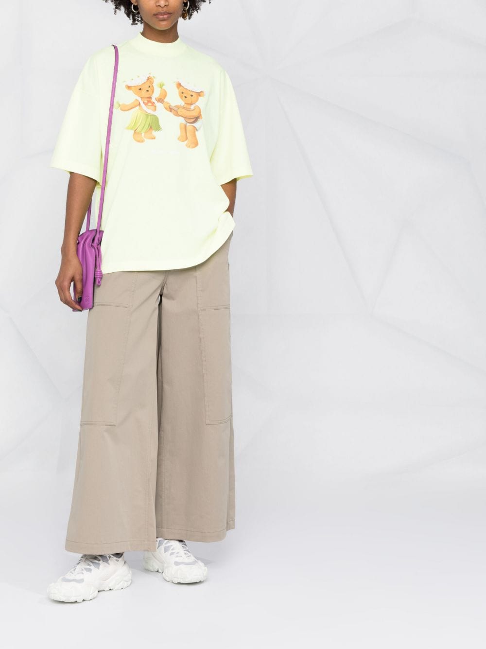PALM ANGELS WOMEN GD Dancing Bears Loose Tee Yellow Flu - MAISONDEFASHION.COM