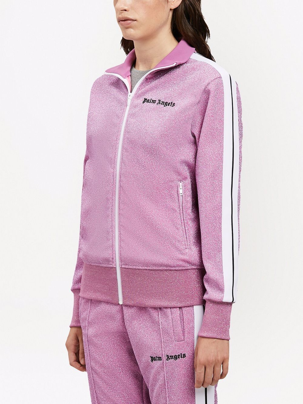 PALM ANGELS WOMEN Glittered Track Jacket Pink MAISONDEFASHION.COM