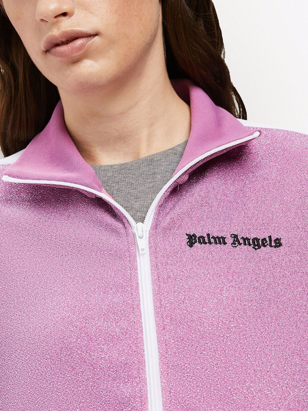 PALM ANGELS WOMEN Glittered Track Jacket Pink - MAISONDEFASHION.COM