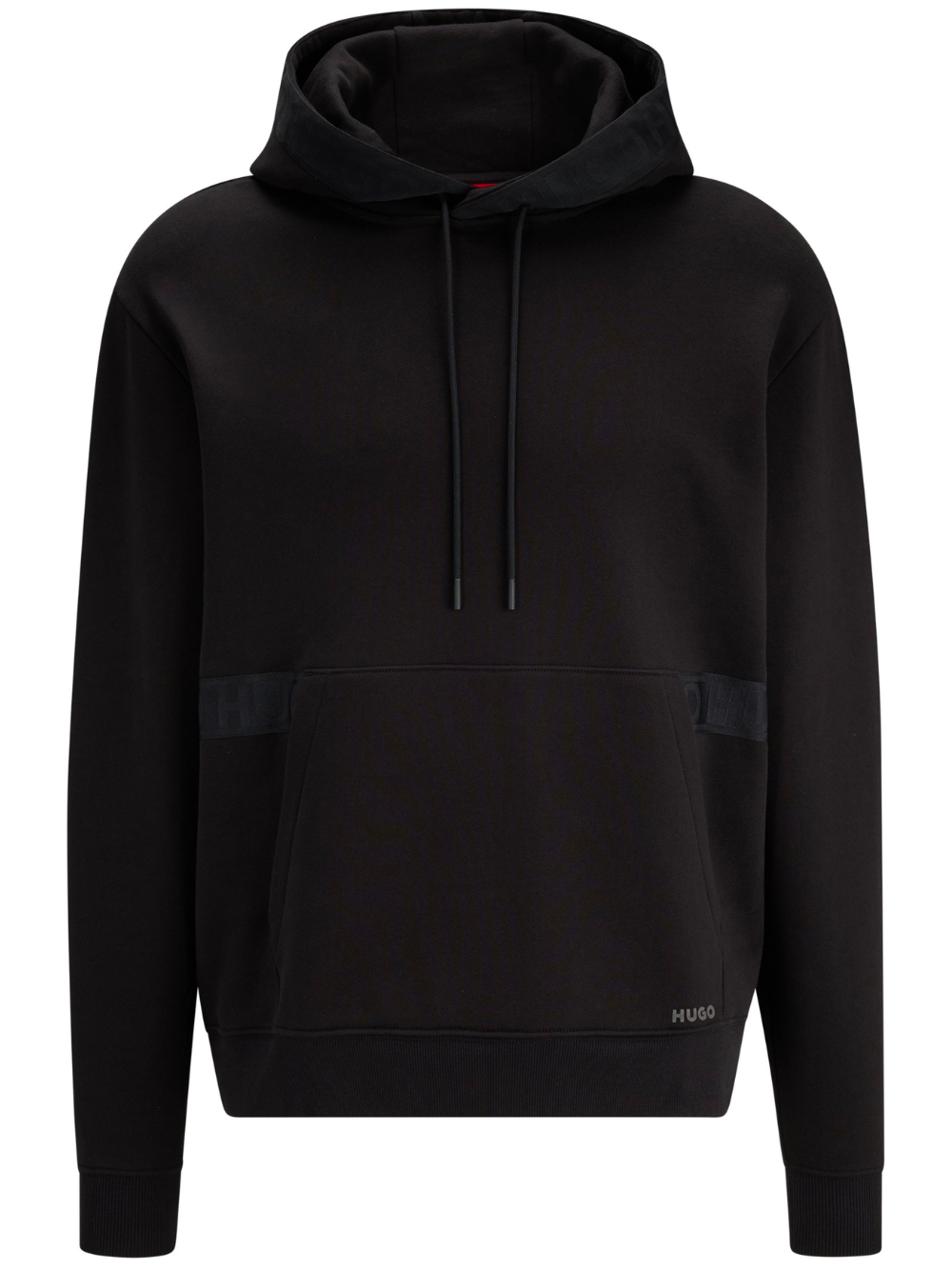 HUGO Tape Hoodie Black - MAISONDEFASHION.COM