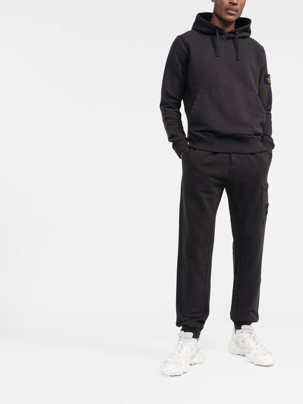 STONE ISLAND Tapered Fleece Track Trousers Black - MAISONDEFASHION.COM